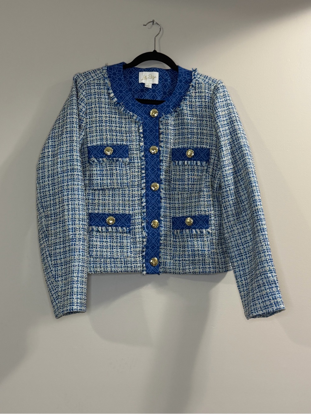 Lilly Pulitzer Sky and Royal Blue Tweed Jacket